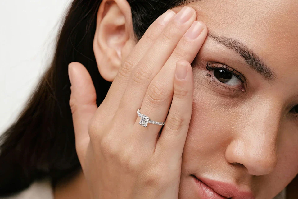 woman wearing engagement ring