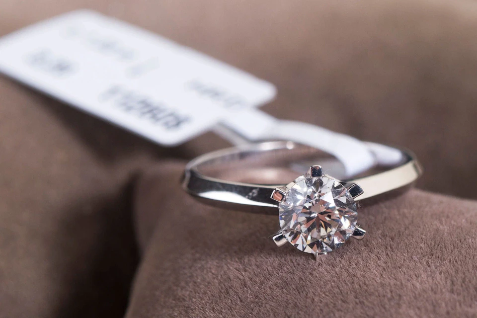 engagement ring with price tag