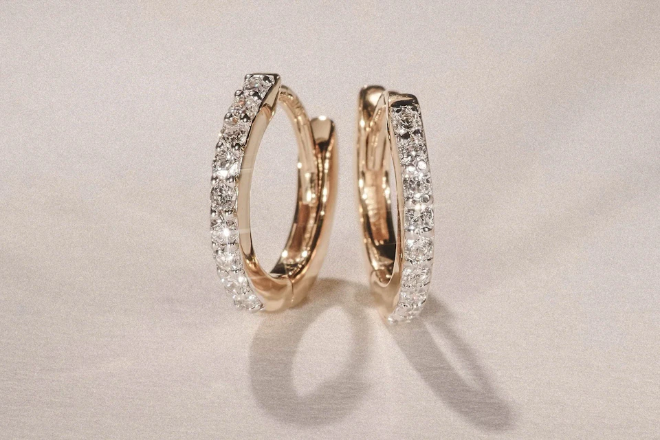 gold diamond hoop earrings