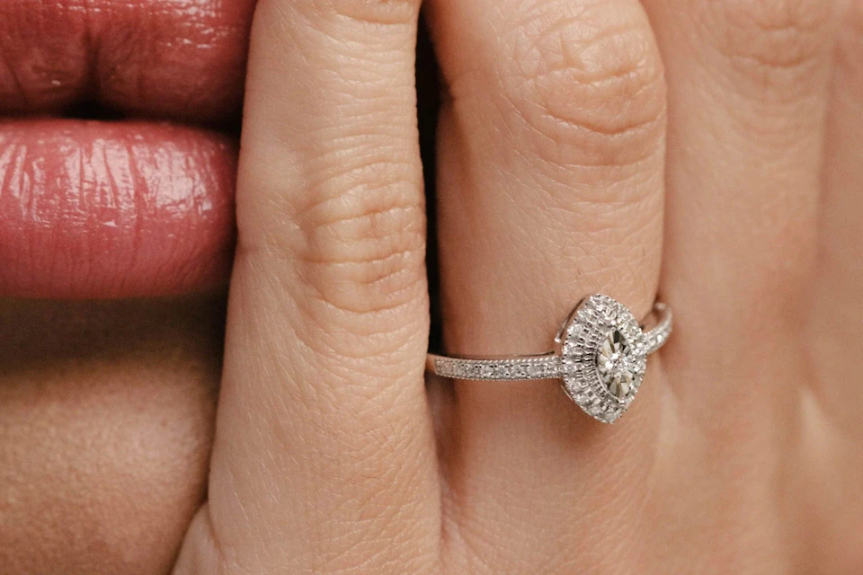 marquise halo engagement ring