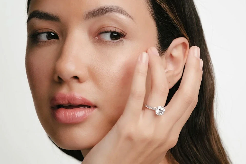 model wearing platinum ring