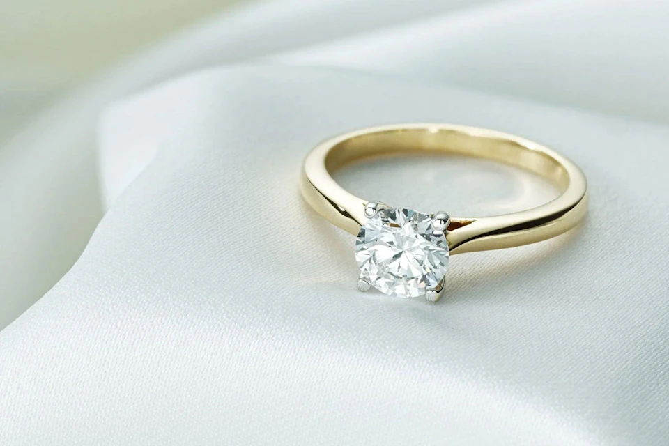 yellow gold solitaire diamond engagement ring