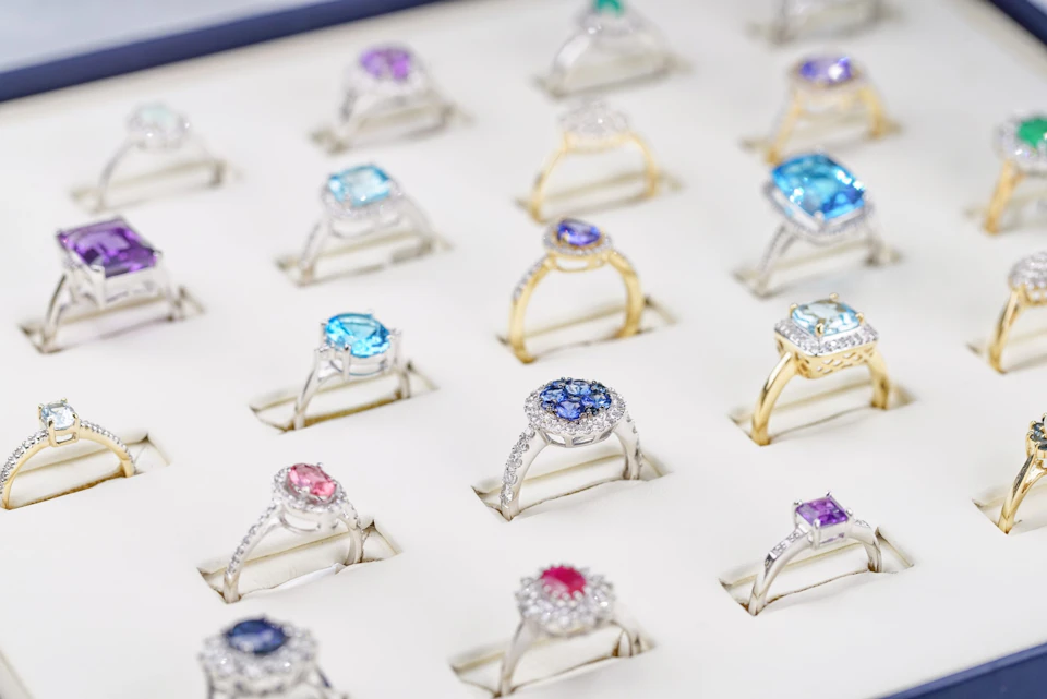 coloured gem rings
