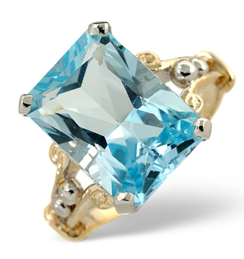 Blue Topaz 9.35CT 9K Yellow Gold Ring