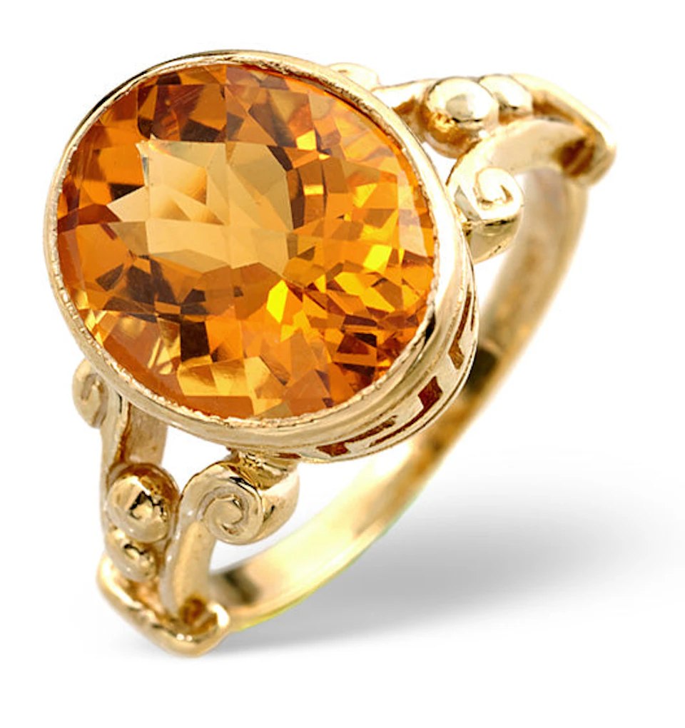 Citrine 12 x 10mm 9K Yellow Gold Ring