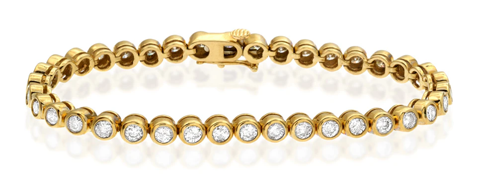 Lab Diamond Tennis Bracelet Rubover Set 5.00ct F/VS in 18K Gold