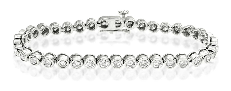Diamond Tennis Bracelet Rubover Style 4.00ct 9K White Gold