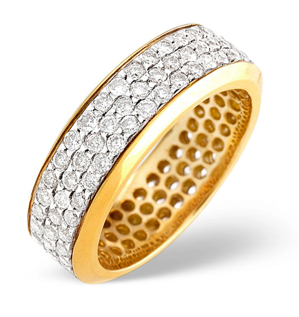18K Gold Diamond Three Row Full Eternity Ring 1.30CT