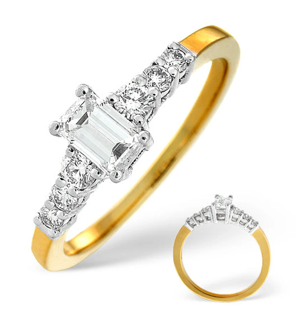 Solitaire With Shoulders Ring 0.76CT Lab Diamond 18K Yellow Gold
