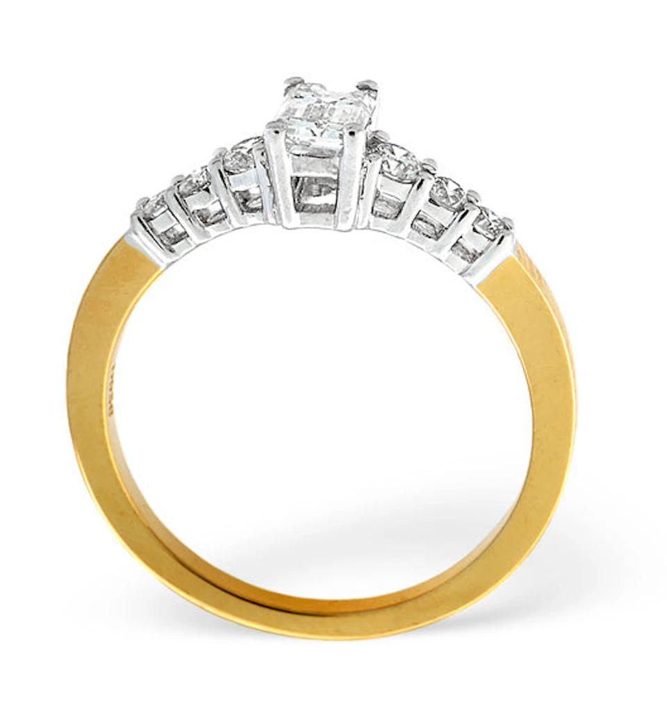 Solitaire With Shoulders Ring 0.76CT Lab Diamond 18K Yellow Gold