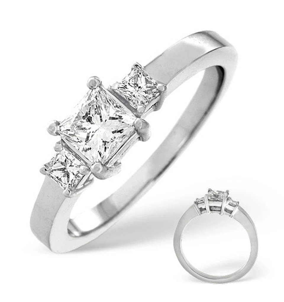 H/Si Solitaire With Shoulders Ring 1.24CT Lab Diamond 18K White Gold