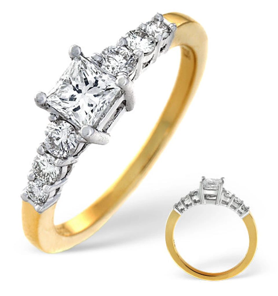 H/Si Solitaire With Shoulders Ring 1.83CT Lab Diamond 18K Yellow Gold