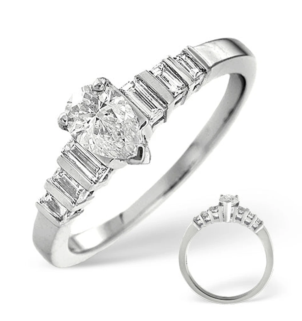 H/Si Solitaire With Shoulders Ring 0.72CT Diamond 18K White Gold - SIZE N