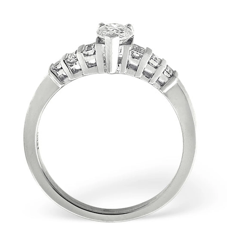 H/Si Solitaire With Shoulders Ring 0.72CT Diamond 18K White Gold - SIZE N