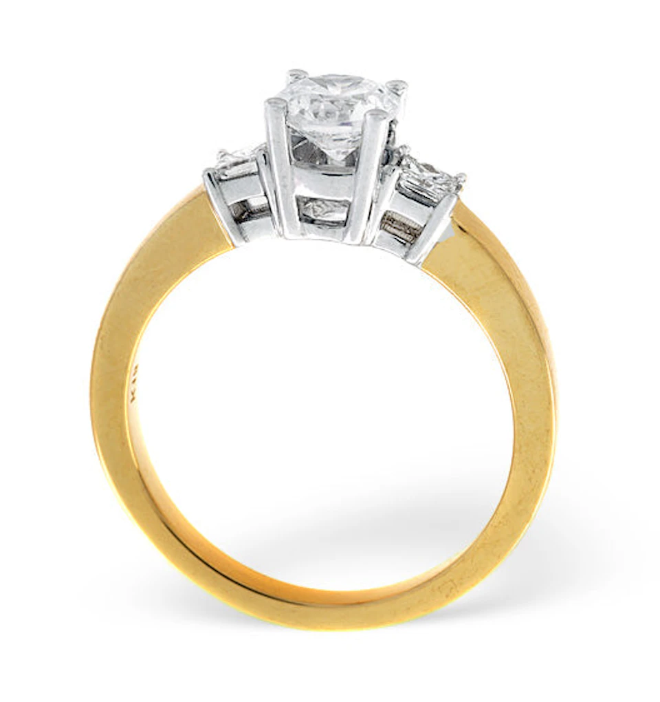H/Si Solitaire With Shoulders Ring 0.70CT Diamond 18K Yellow Gold - SIZE M