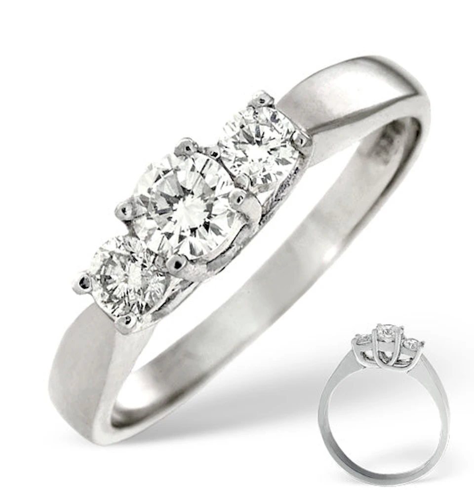 Ariella 18K White Gold 3 Stone Diamond Ring 0.50CT G/VS
