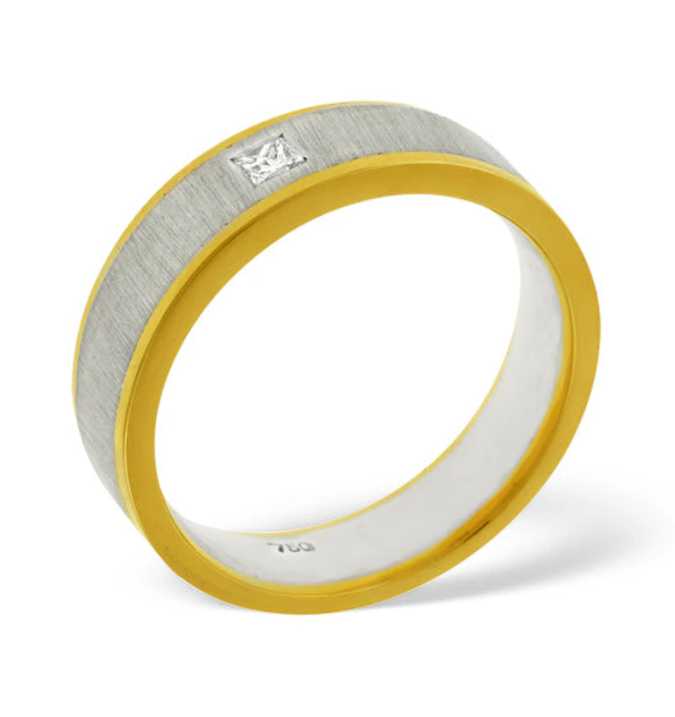 Leah 0.07CT H/SI Diamond and 18K Two Tone Wedding Ring