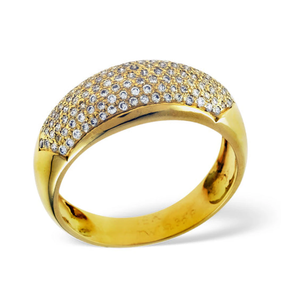 18K Gold Diamond Pave Ring 0.35ct H/si