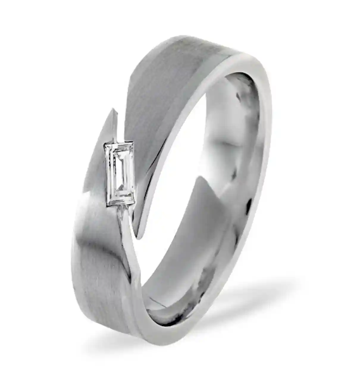 Mens 0.07ct H/Si Diamond 18K White Gold Dress Ring