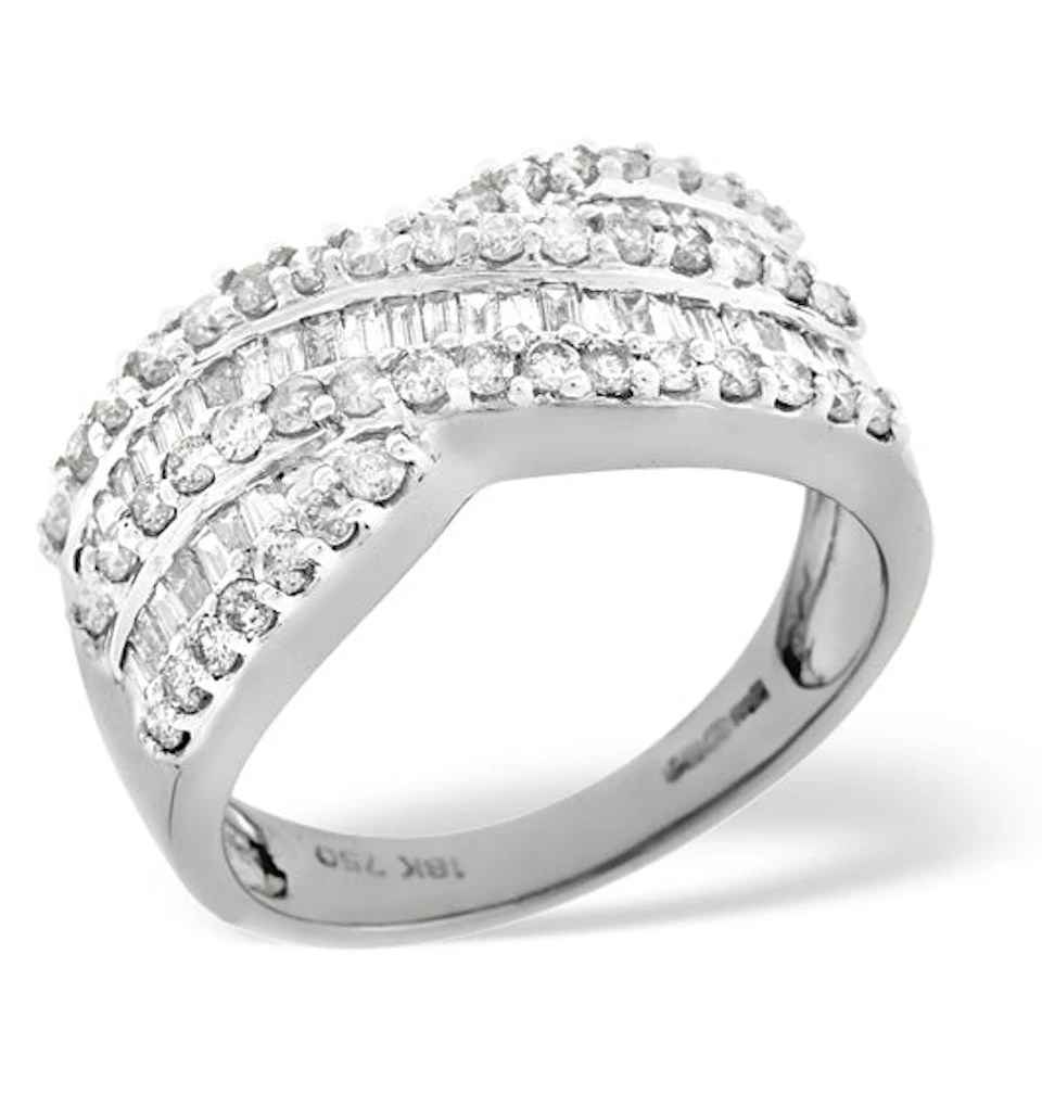 Diamond 1.00CT 18K White Gold Cross-Over Ring