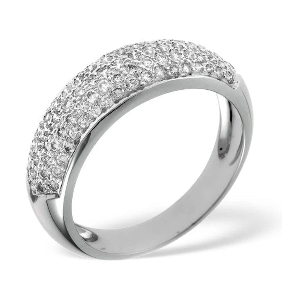 18K White Gold Diamond Pave Ring 0.64ct H/si