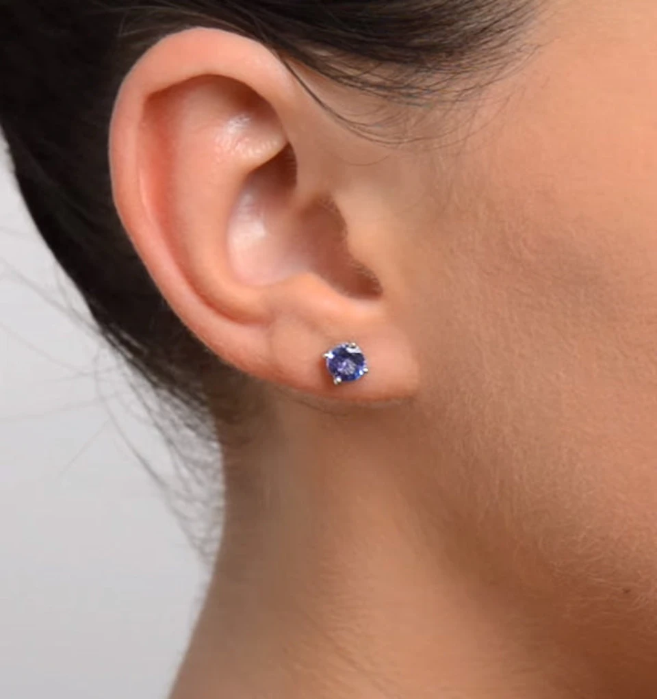 1.00ct Tanzanite (AA) Stud Earrings in 925 Silver