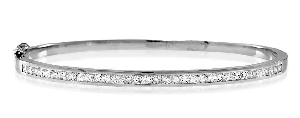 18K White Gold Diamond Bangle 1.50ct H/Si