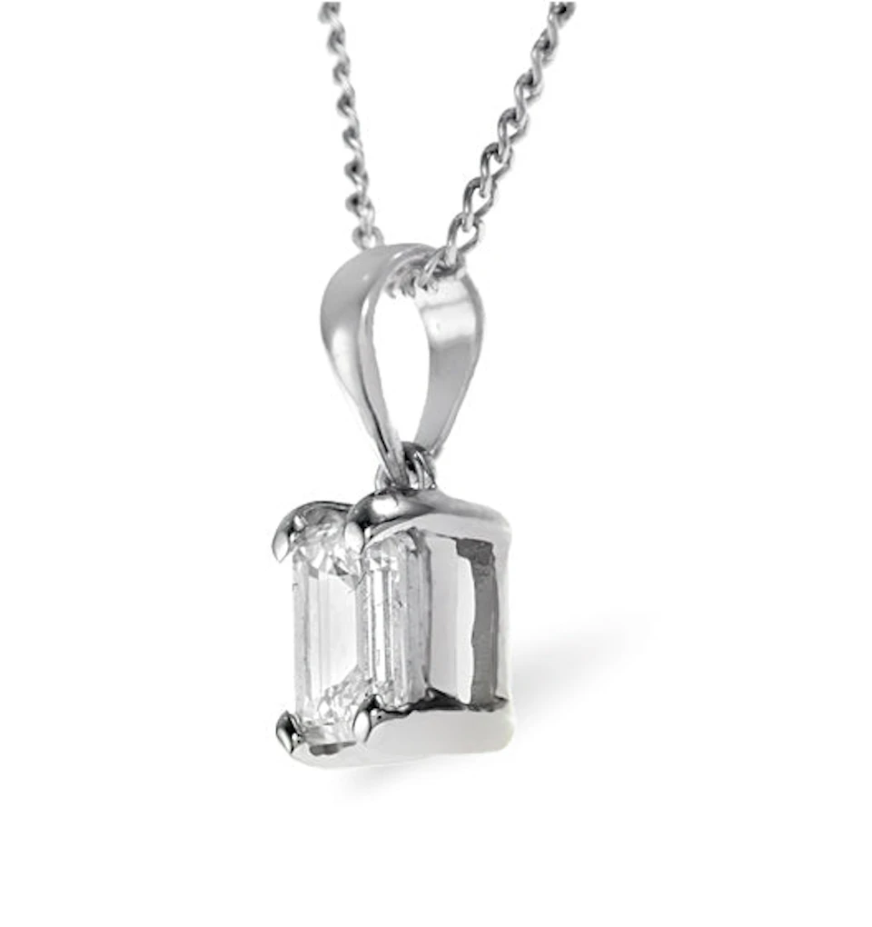 Alice Emerald Cut Platinum Diamond Pendant Necklace 0.50CT G/VS