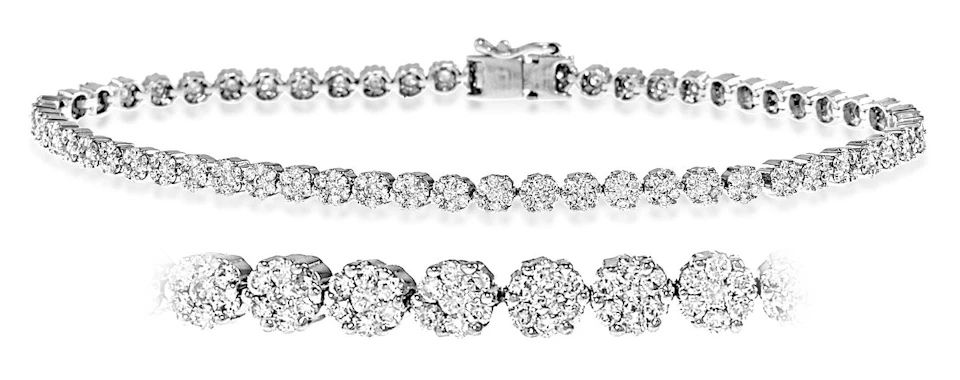 Ava Diamond Cluster Bracelet 7.00ct G/Vs Quality set in 18K White Gold