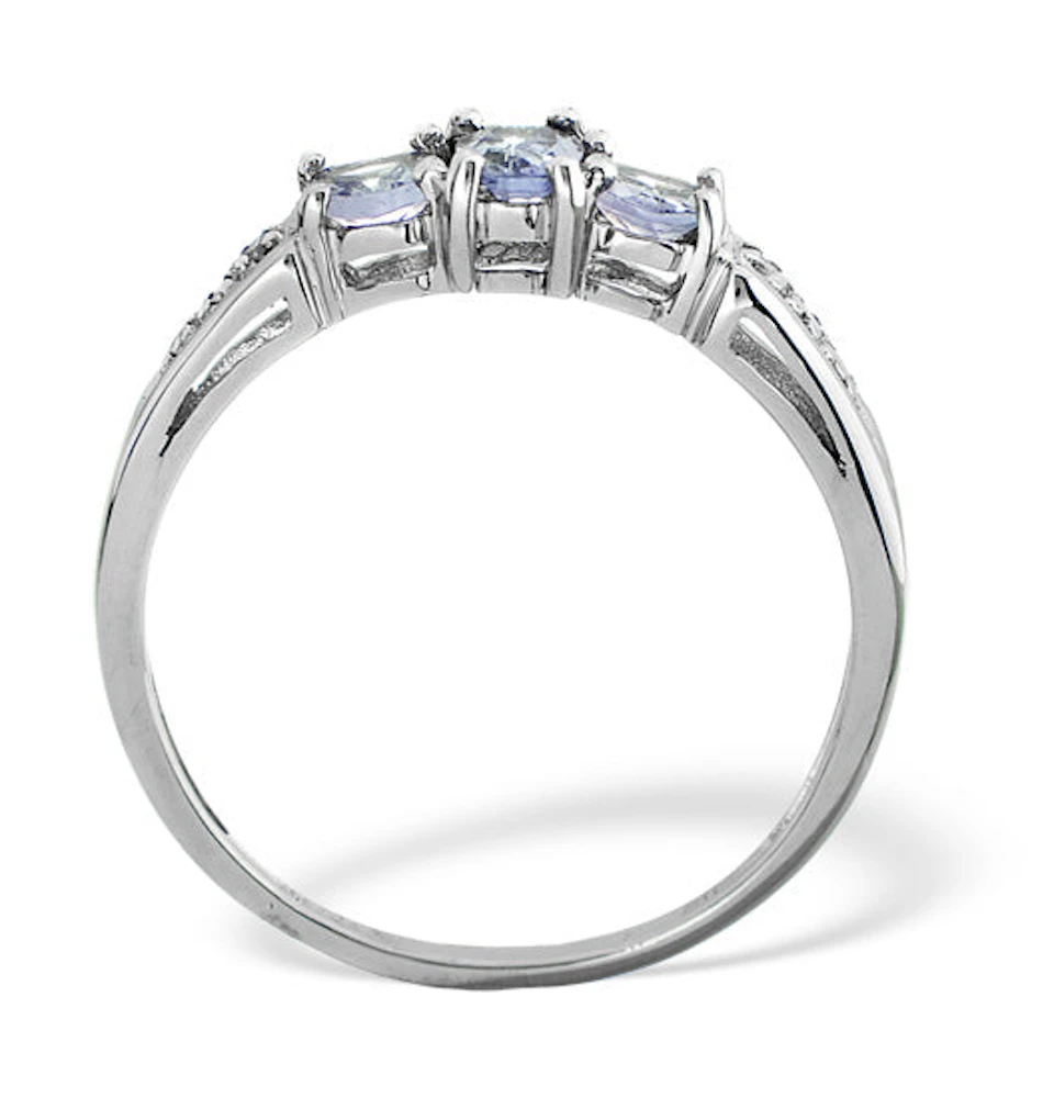Tanzanite 0.59CT And Diamond 9K White Gold Ring