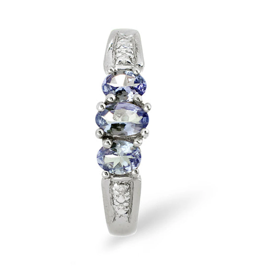 Tanzanite 0.59CT And Diamond 9K White Gold Ring