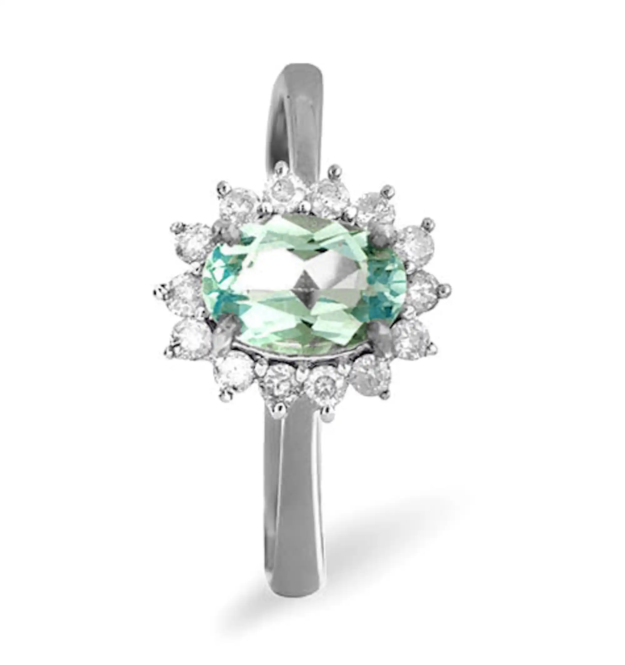 Blue Topaz 0.95CT And Diamond 9K White Gold Ring