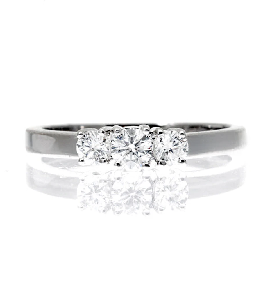 Ellie 18K White Gold 3 Stone Diamond Ring 0.50CT H/SI
