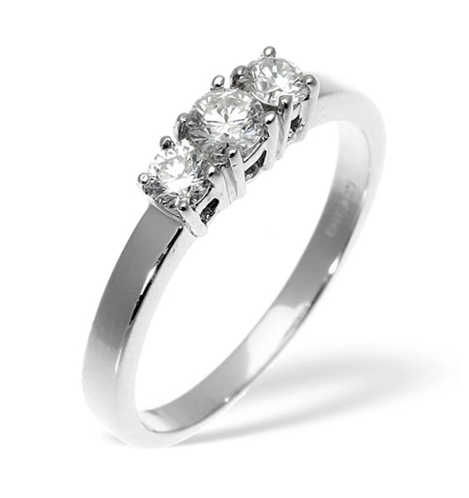 Ellie 18K White Gold 3 Stone Lab Diamond Ring 0.50CT G/VS