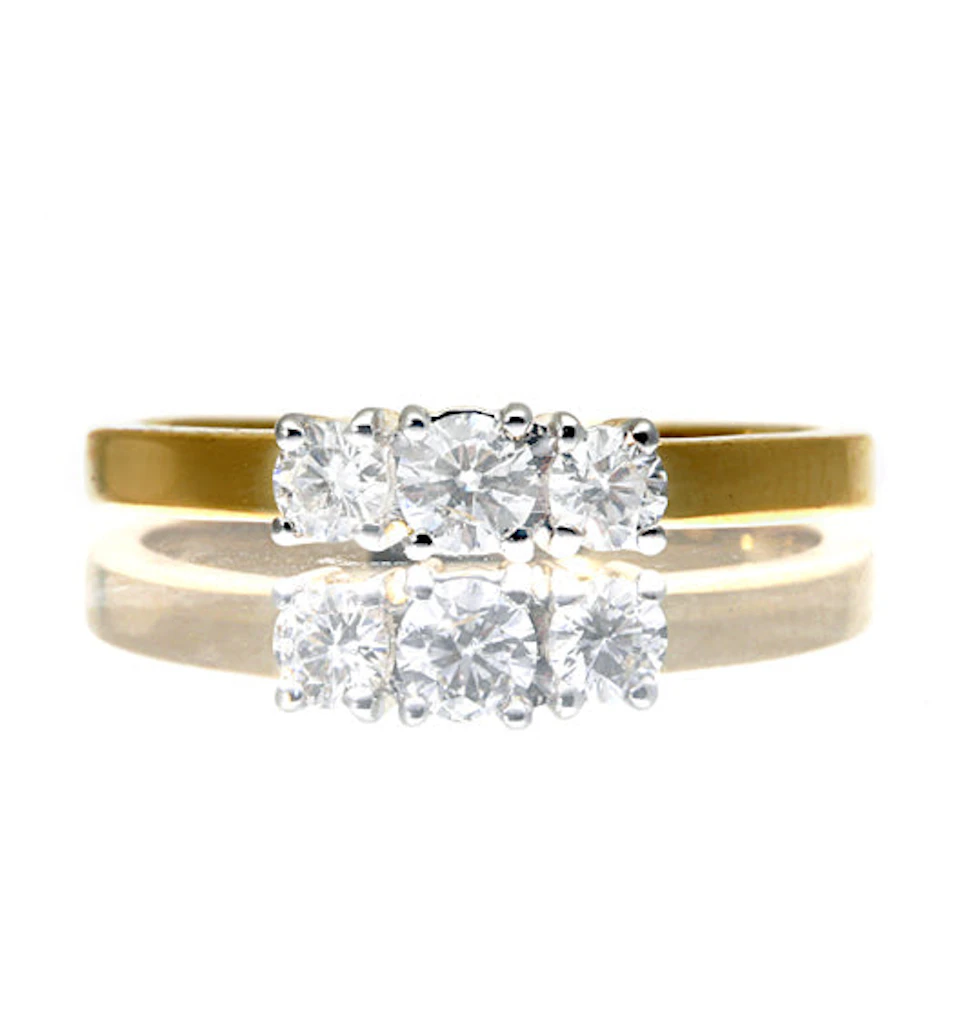 Ellie 18K Gold 3 Stone Lab Diamond Ring 0.50CT G/VS