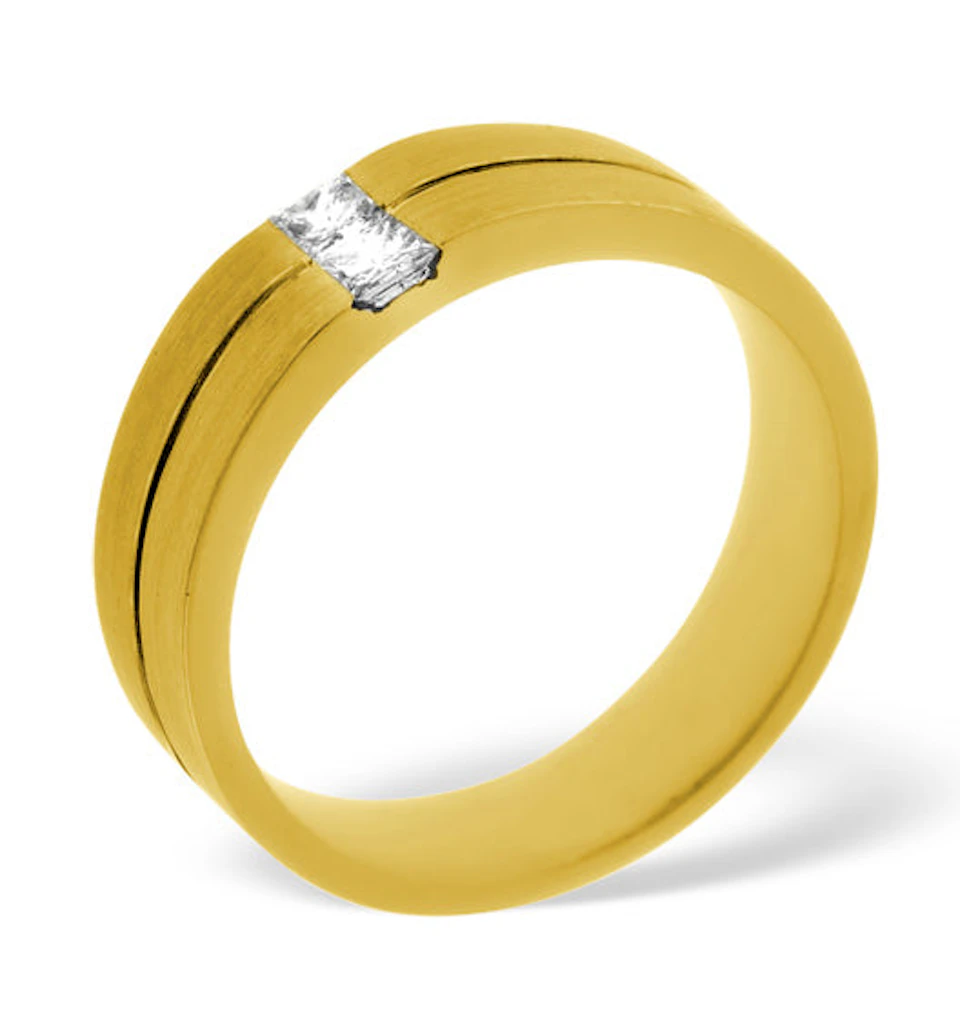 Mens 0.16ct H/Si Diamond 18K Gold Dress Ring