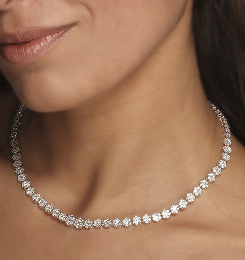 18KW Diamond Cluster Necklace 3.00ct H/Si