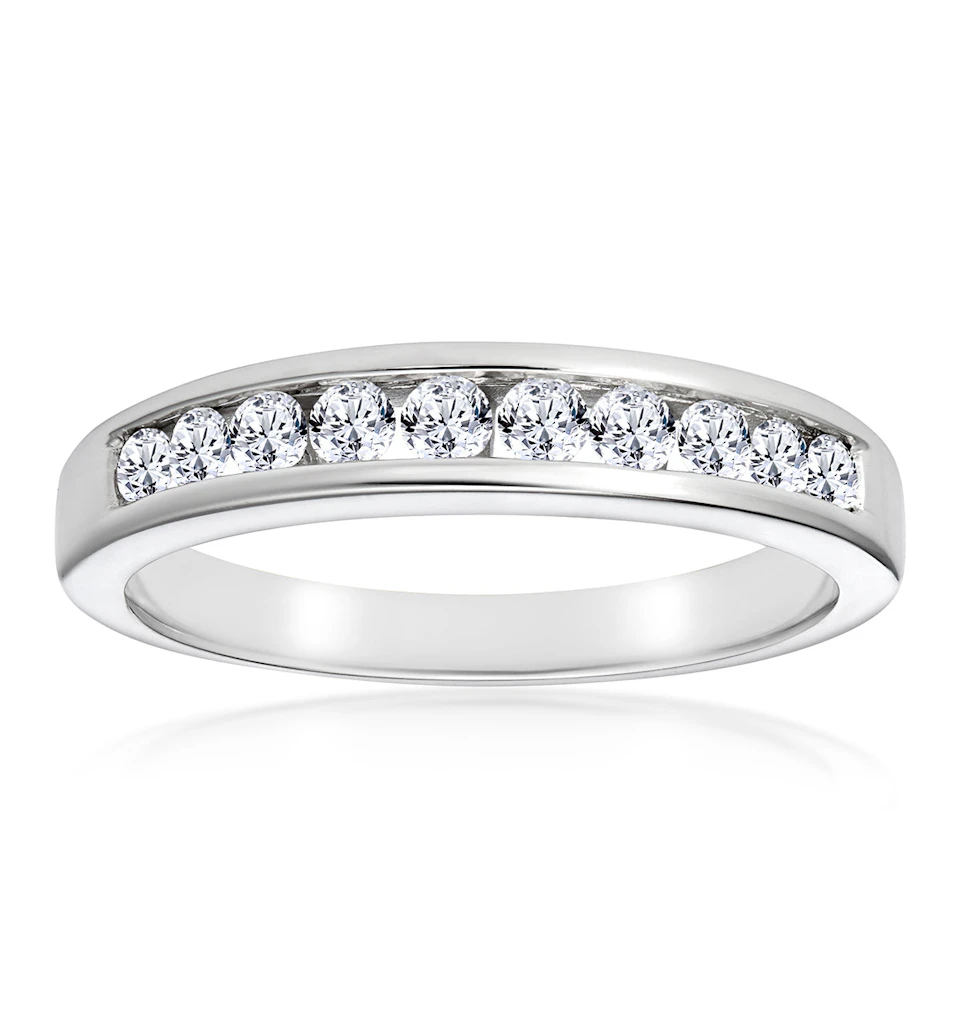 Rae 18K White Gold Diamond Half Band Eternity Ring 0.50CT G/VS