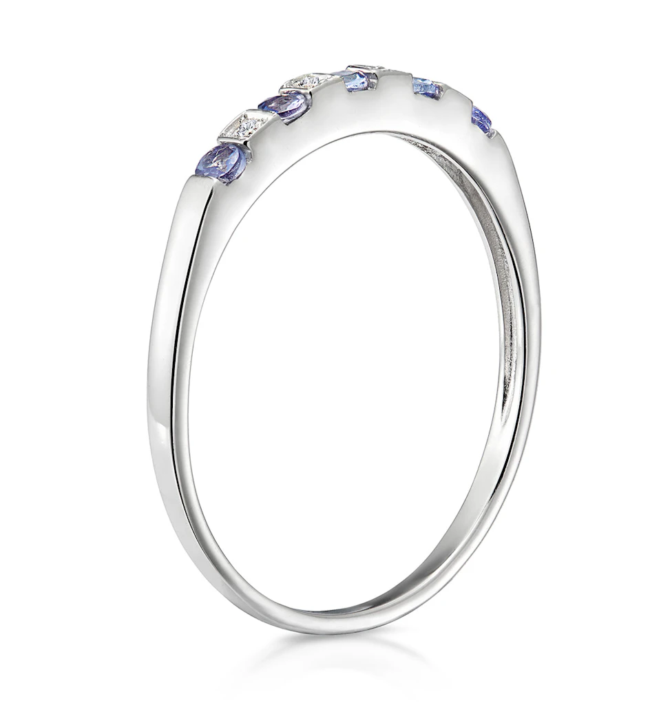 Tanzanite 0.18CT And Diamond 9K White Gold Ring