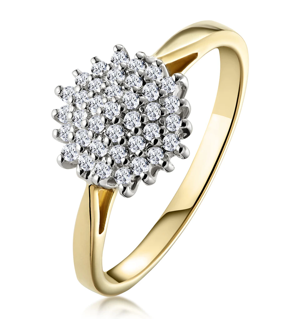 Cluster Ring 0.25ct Diamond 9K Yellow Gold - E5362