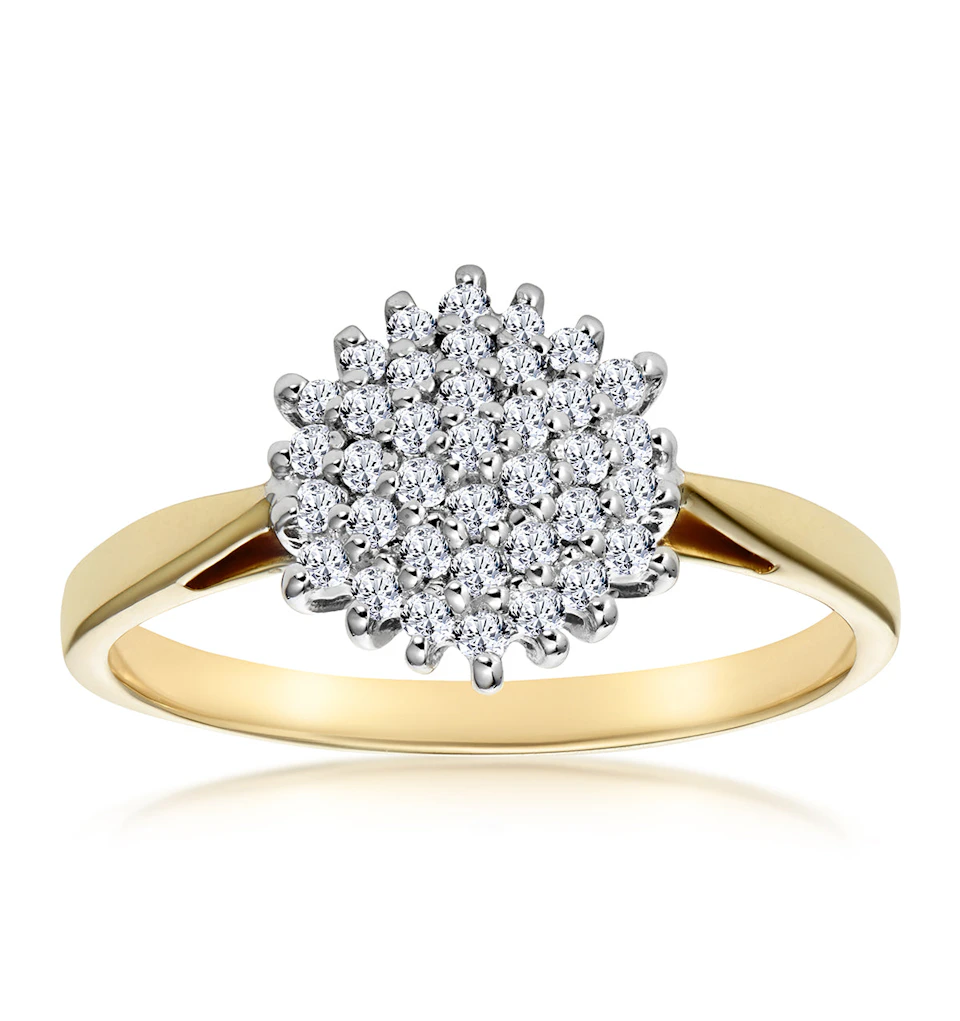 Cluster Ring 0.25ct Diamond 9K Yellow Gold - E5362