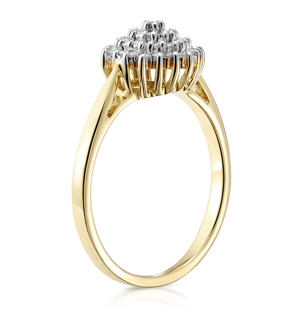 Cluster Ring 0.25ct Diamond 9K Yellow Gold - E5362