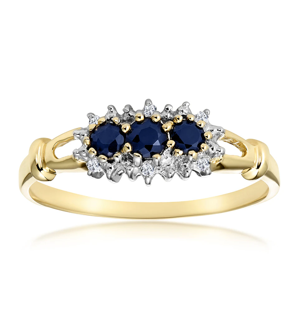 Sapphire 0.34ct And Diamond 9K Gold Ring