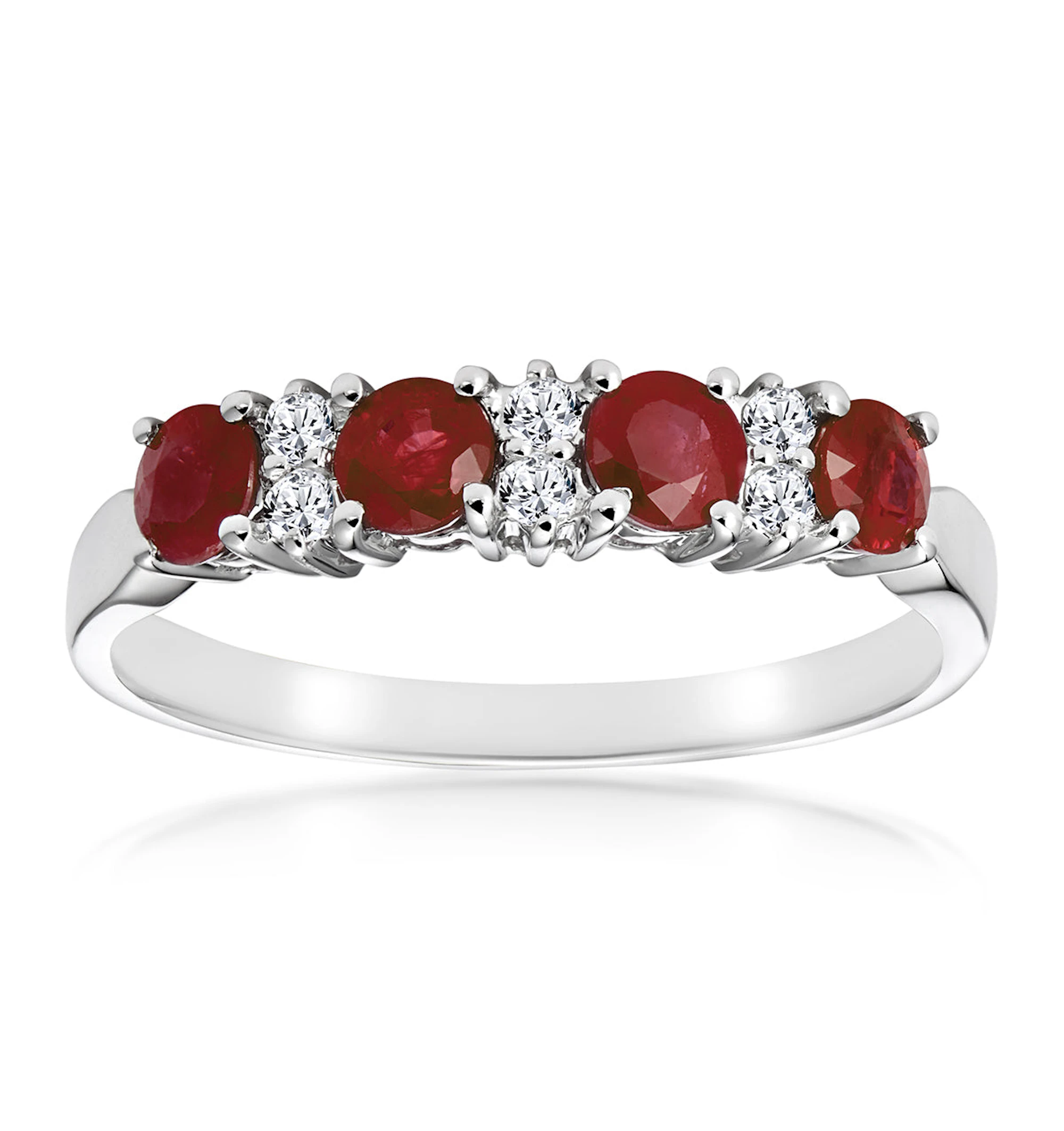 Ruby 0.66ct And Diamond 9K White Gold Ring