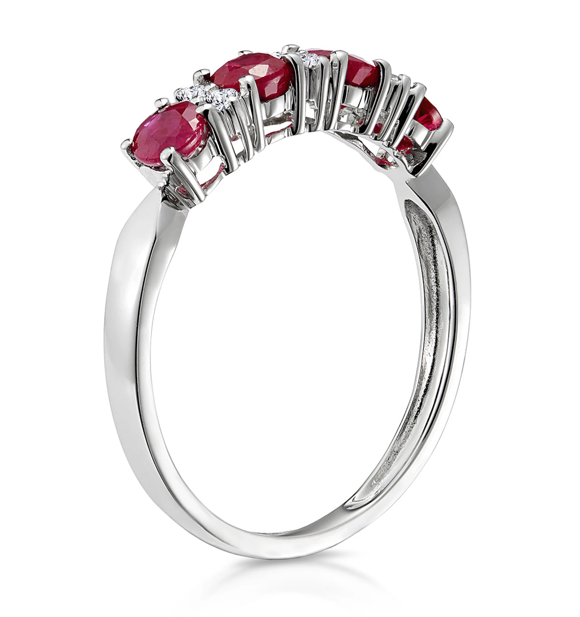 Ruby 0.66ct And Diamond 9K White Gold Ring