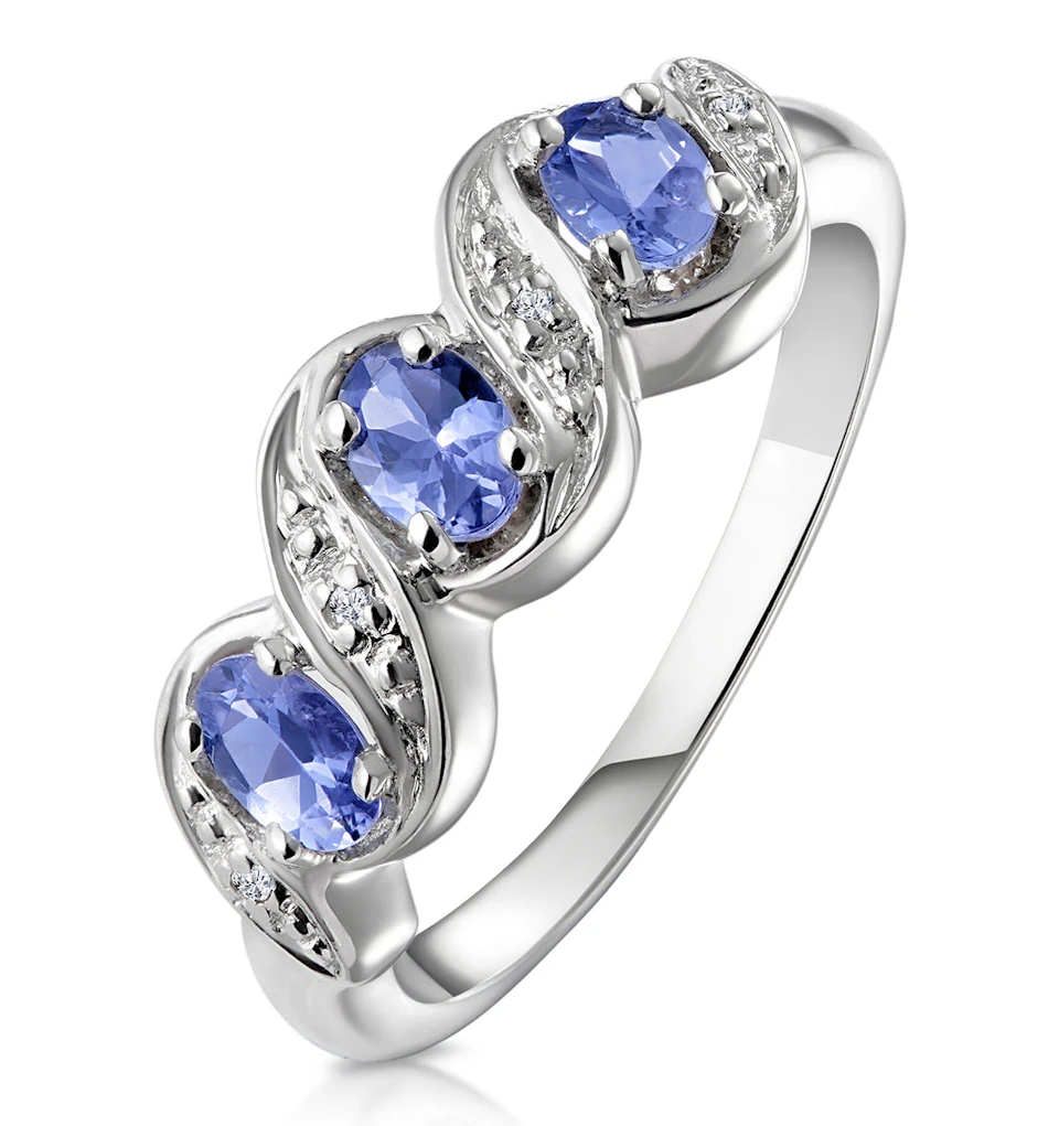 Tanzanite 0.50CT And Diamond 9K White Gold Ring