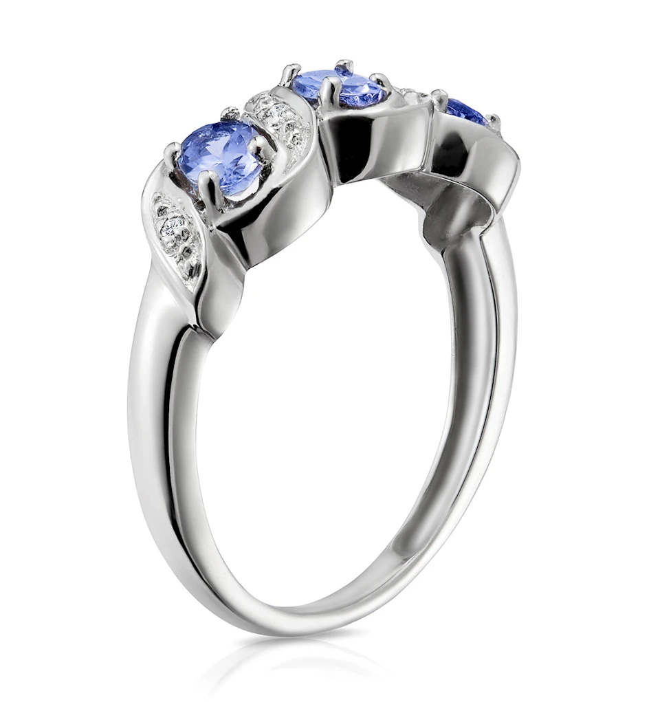 Tanzanite 0.50CT And Diamond 9K White Gold Ring