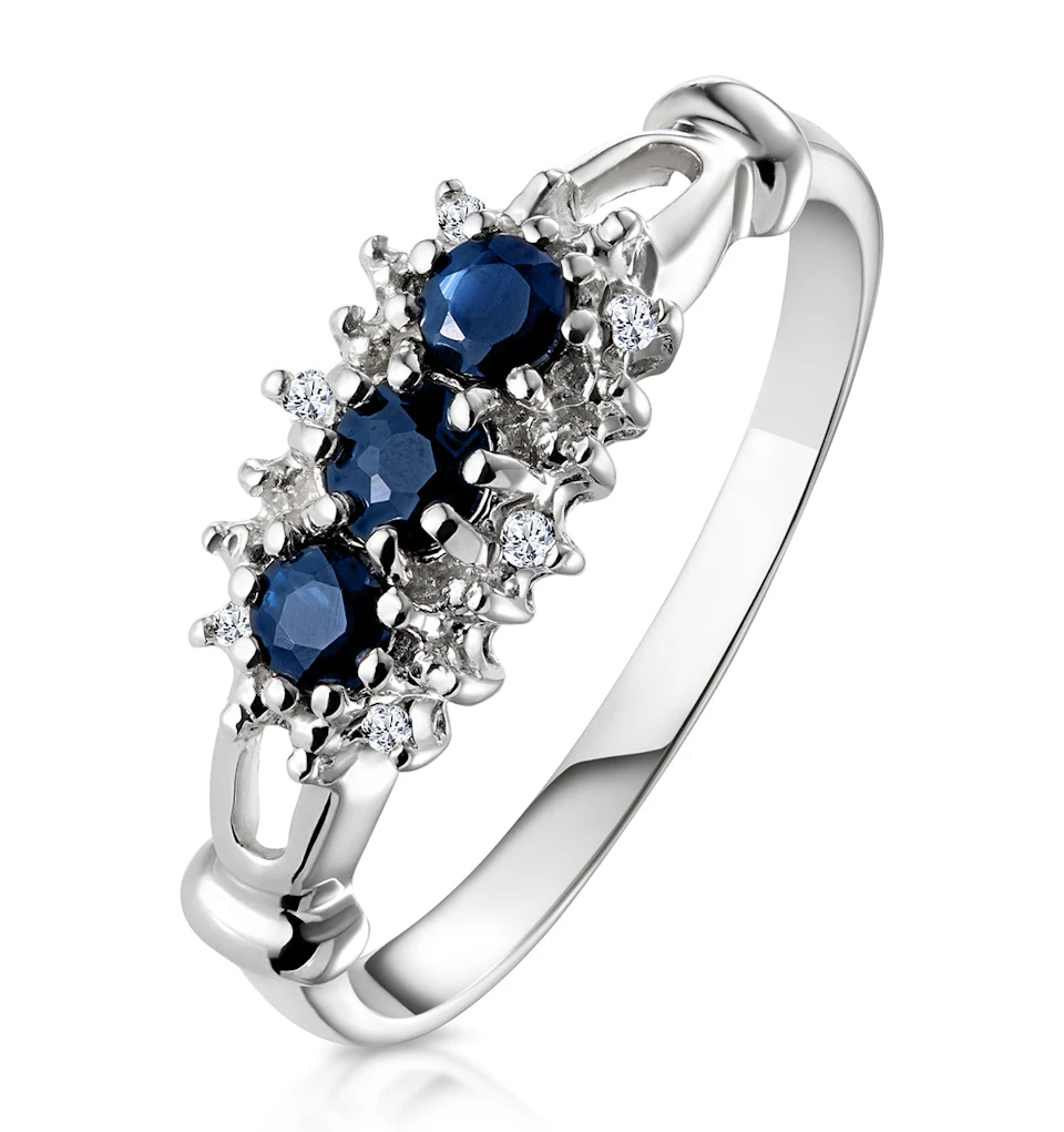 Sapphire 0.34ct And Diamond 9K White Gold Ring