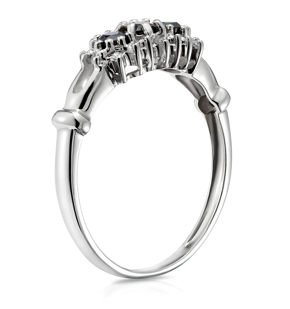 Sapphire 0.34ct And Diamond 9K White Gold Ring