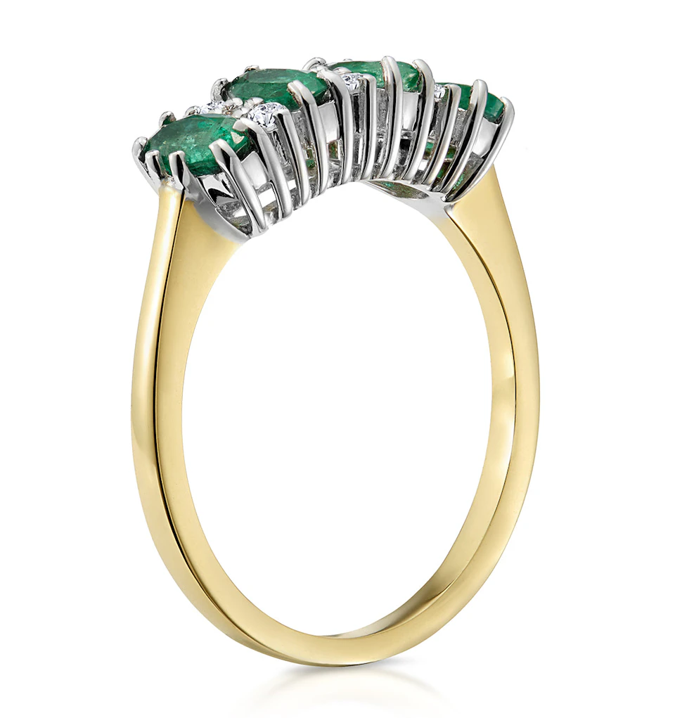 Emerald 0.94ct And Diamond 9K Gold Ring
